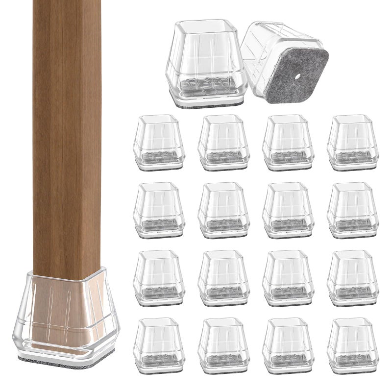 Violibar 24PCS Square Chair Leg Floor Protectors for Hardwood Floors, Thicken Rubber Chair Leg Cap Covers, Non Slip Furniture Leg Pads to Protect Wood Tile Floors from Scratches and Reduce Noise - Image 1